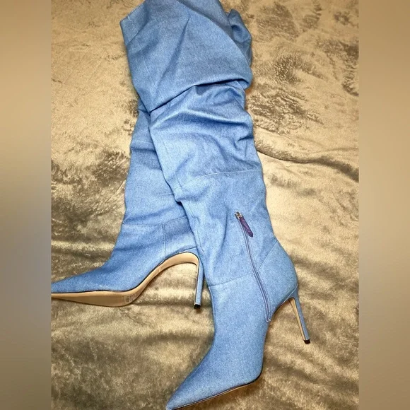 Thigh high scrunched denim boots! (NO TRADES) - Picture 1 of 6